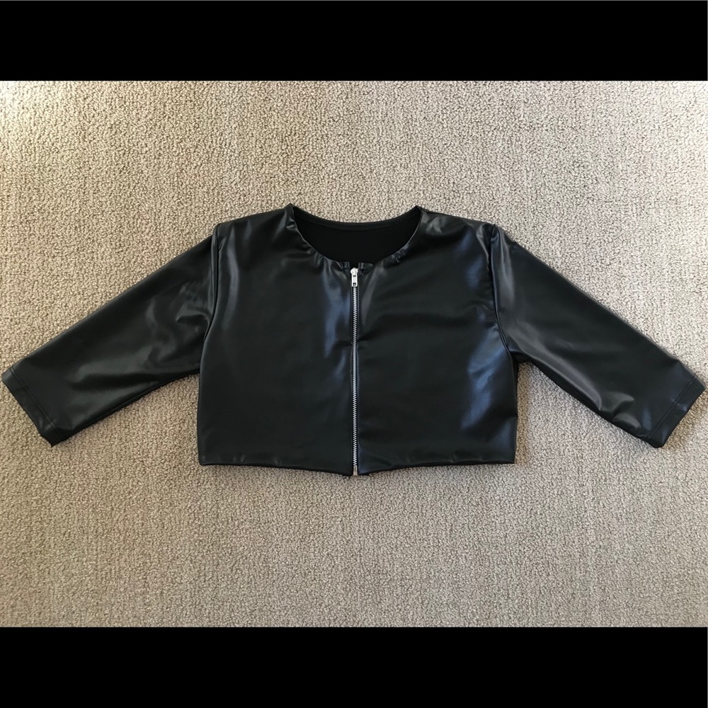 Pleather Cropped Jacket by Cheryl Creations